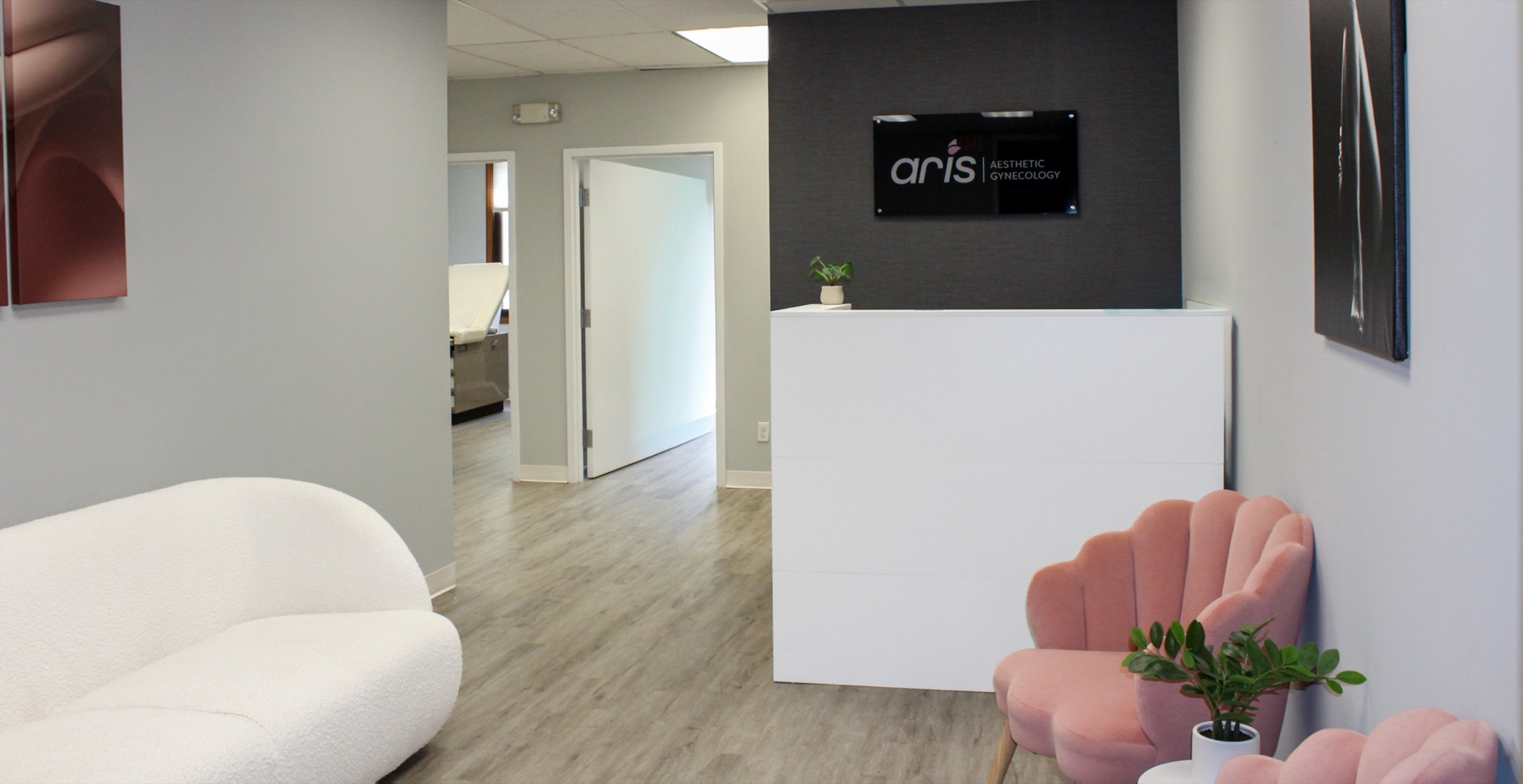 The reception area at Aris Aesthetic Gynecology
